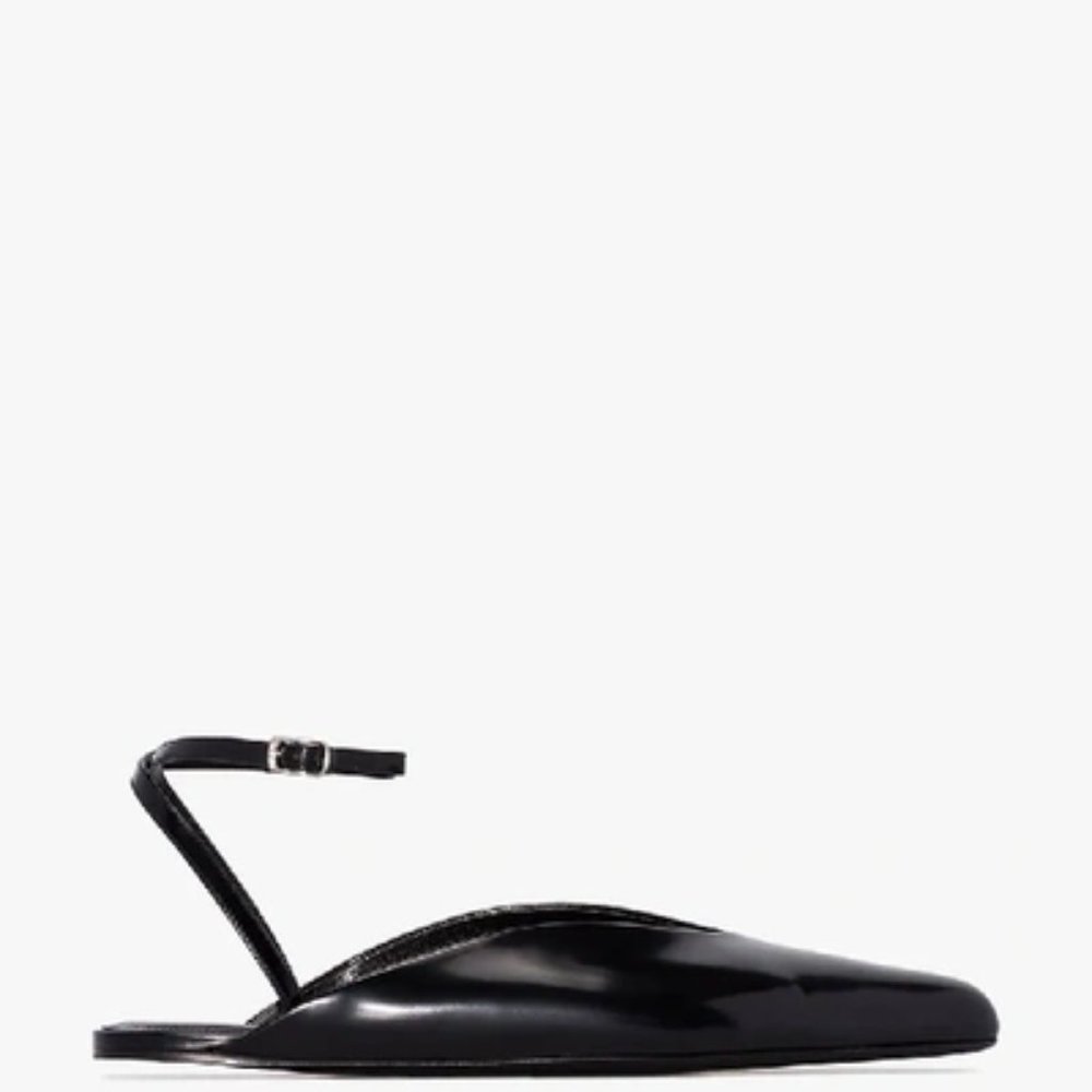 BALENCIAGA | Ankle-strap Patent Leather Flats In 1000 Black Size 36.5 New in Box - Picture 6 of 13